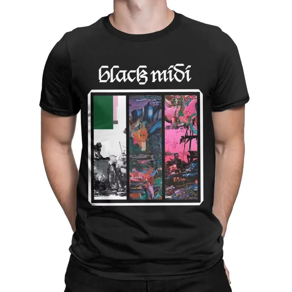 Black Midi Discography Er T-Shirt for Men Novelty Cotton Tees Crew Neck Short Sleeve T Shirt Big Size Clothing