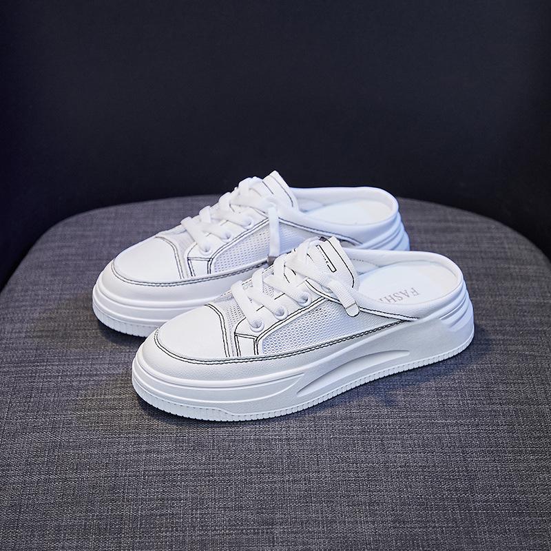 Summer Trendy Women's Half Slippers Fashion Breathable Platform Shoes Modern Sandals Small White Shoe Korean Student Shoes Mujer