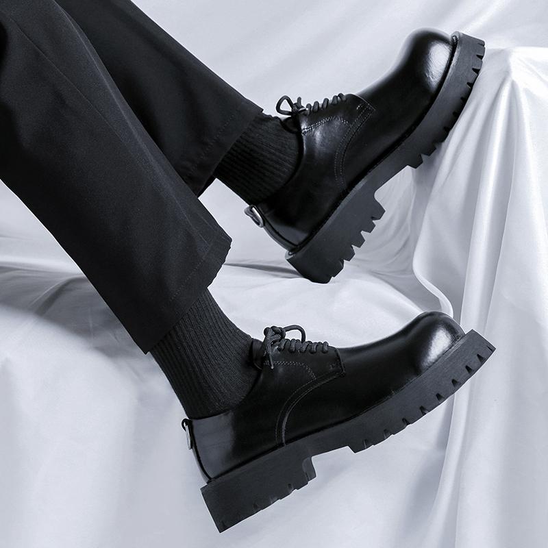 Leisure Business Thick Soled Men's Lace Up Leather Shoes Sneakers Man Minimalism Casual for Men Party Walking Fashion Shoes