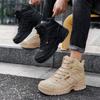 Модные мужские ботинки Боевые Мужские Ботильоны Тактические Большой Размер 46 Теплые Меховые Ботинки Мужская Обувь Рабочая Обувь Безопасности Мотоциклетные Ботинки