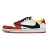 Travis Scott x Air Jordan 1 Белый Красный Крючок 7.0 Низкие Винтажные Баскетбольные Кроссовки Унисекс Черный Белый Красный DZ4137-700(Команда1282-)