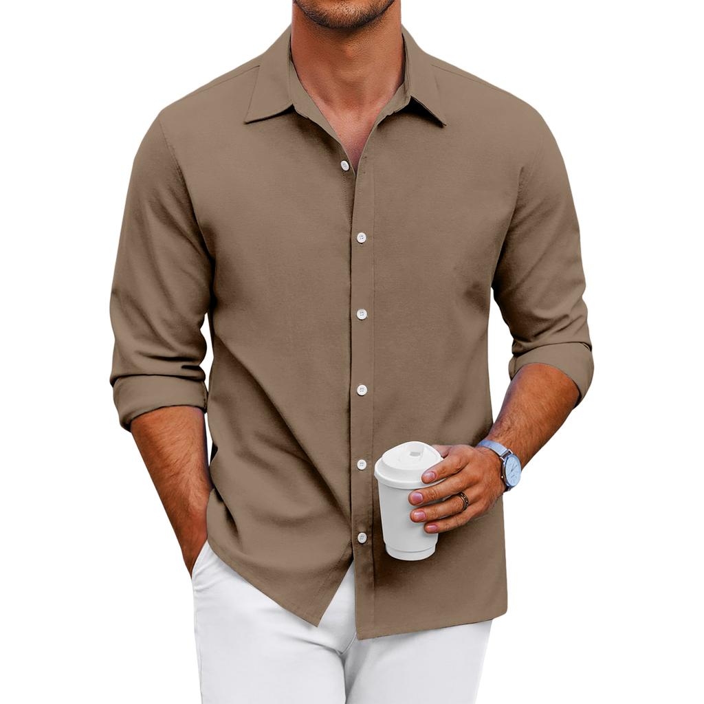 Men's Loose-fitting Casual Button-down Long-sleeved Shirt