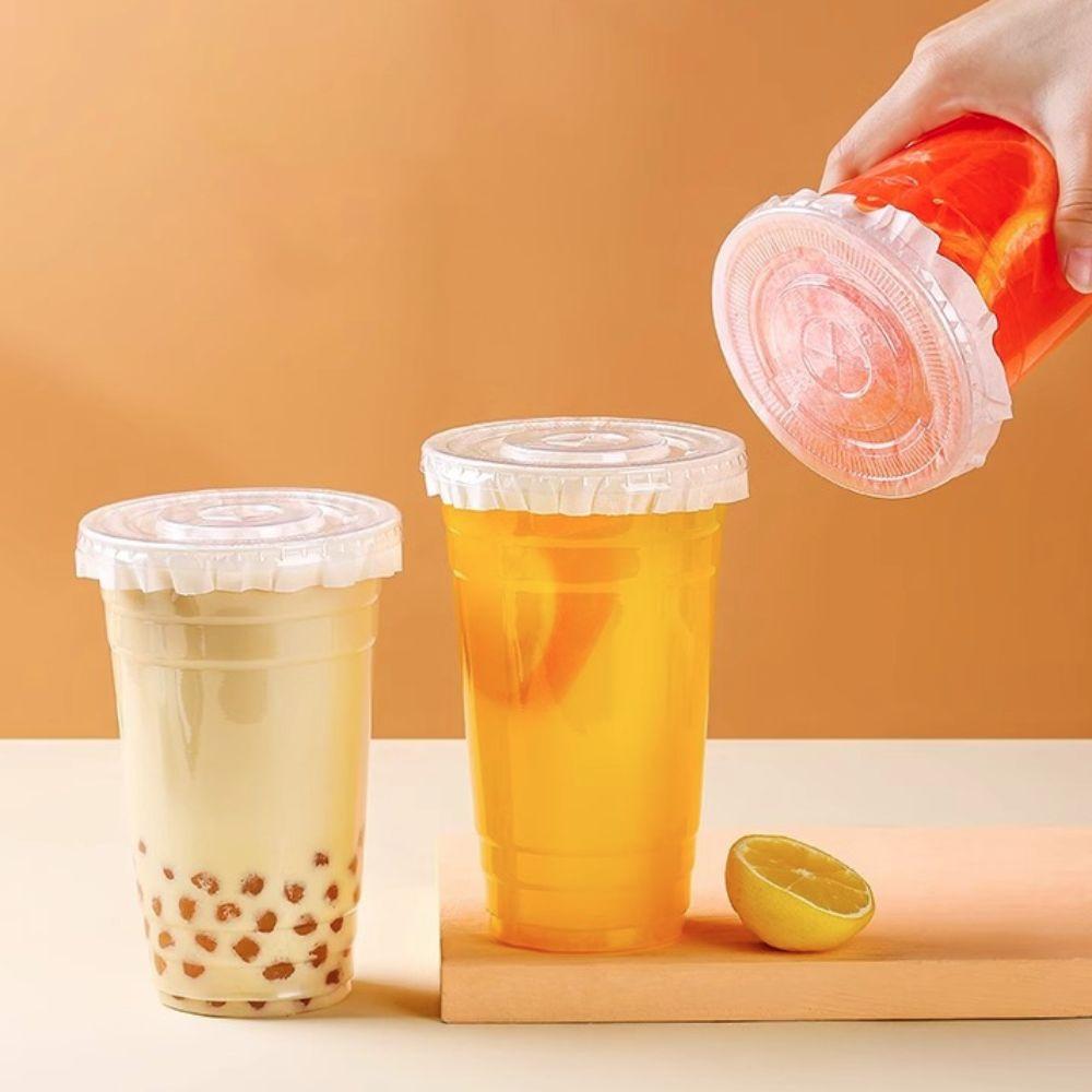 500 Pcs Anti Spill Drink Leak Proof Paper Disposable Cup Sealing Films Coffee Paper Lids  Beverage