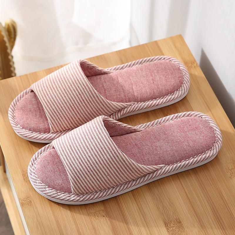 Полосатые женские домашние тапочки, домашняя обувь, шлепанцы, женские тапочки с мягкой подошвой, открытые тапочки для пар