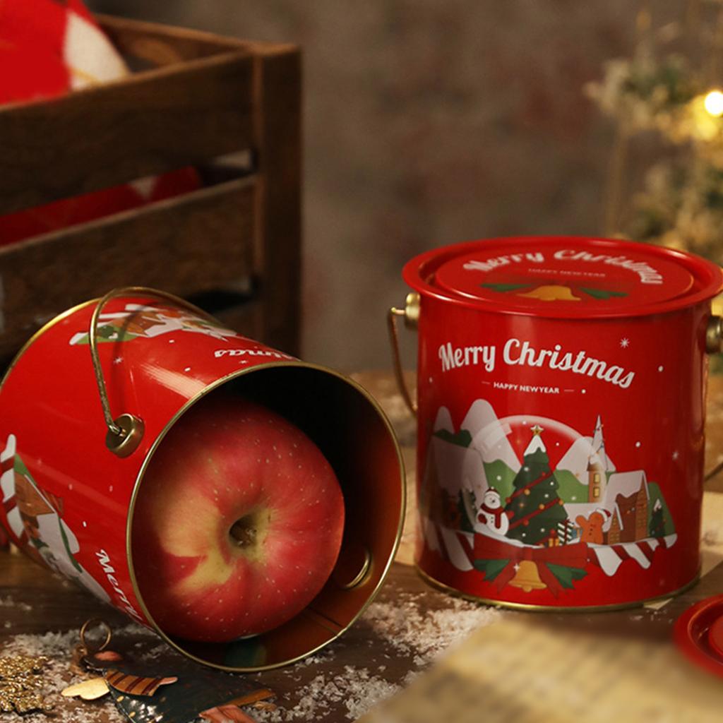 Durable Tin Christmas Gift Box Circular Design For Holiday Parties Home Storage And Personalized DIY Decorations