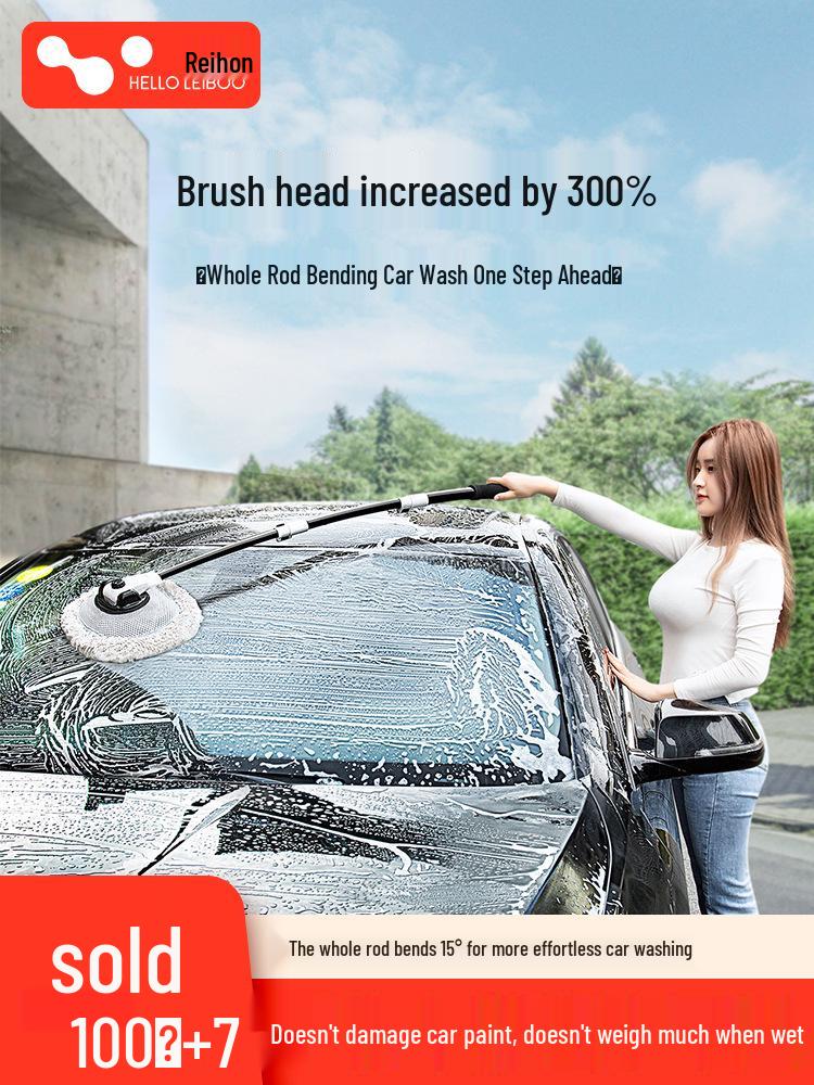Leiben Bent Rod Car Wash Mop: Soft Bristles, Extendable, Gentle on Paint, Ideal for Cars.
