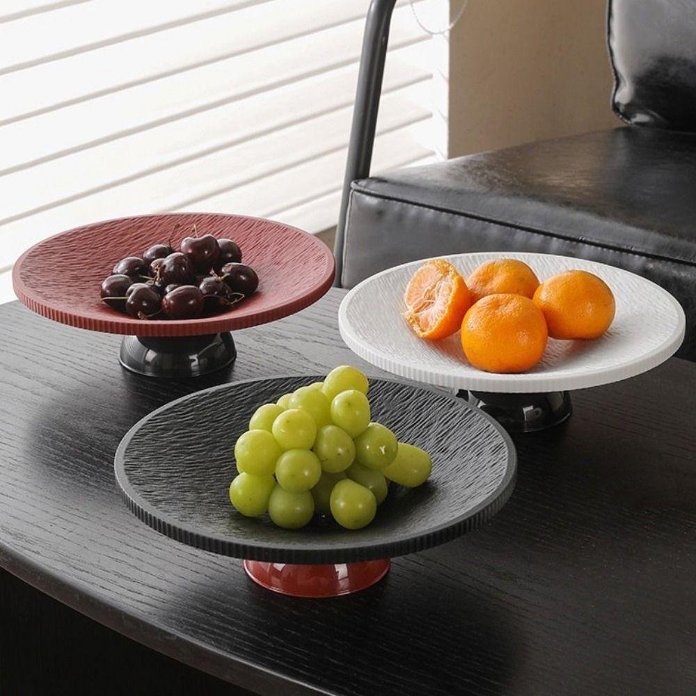 Plastic High-legged Fruit Plate Large Capacity Snack Serving Tray Fashion Candy Plates  Living Room