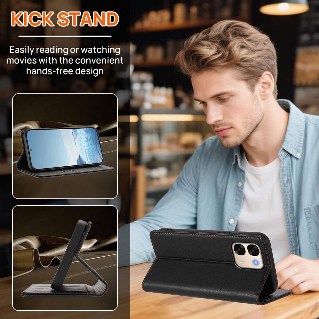 For Oppo A6x 5G/Oppo A6 5G Case RFID Blocking Wallet Stand Imprinted Cat Pattern Leather Phone Cover