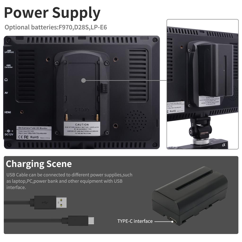 Feelworld FW759 7-дюймовый полевой монитор для камеры, видеомонитор 1280 * 800, замена для Canon Nilkon