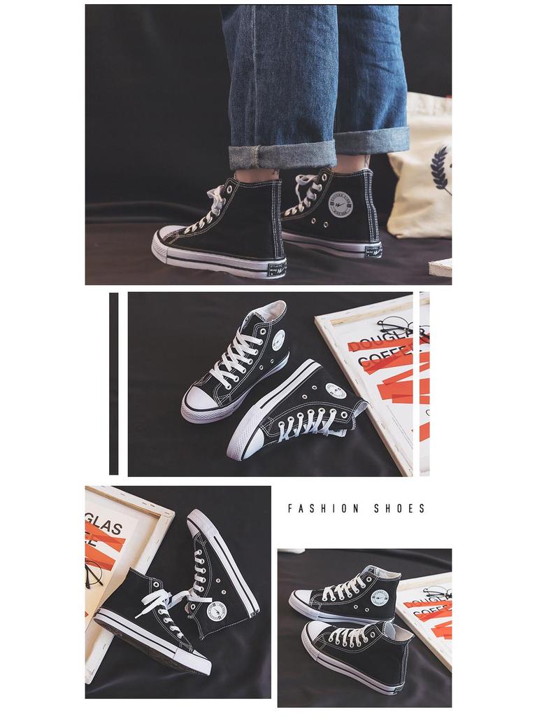 Унисекс корейские высокие кеды из парусины для пар и студентов - универсальная повседневная обувь, белый, S222