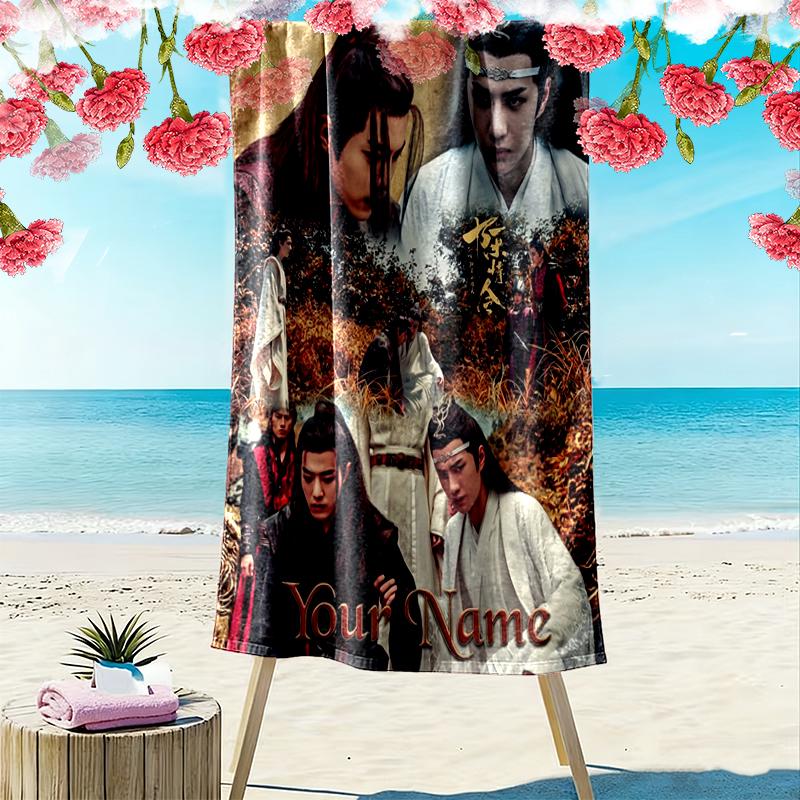 Custom NameAction Film Beach Towel Soft Microfiber Summer Towel Quick Dry Absorbent Towel for Beach Swimming Pool Travel