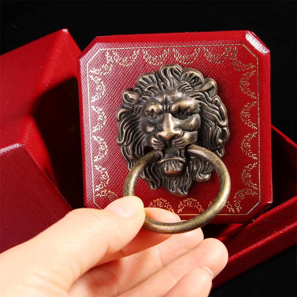 Creative Furniture Bronze Antique Lion Head Drawer Pull Handle Knob Ring