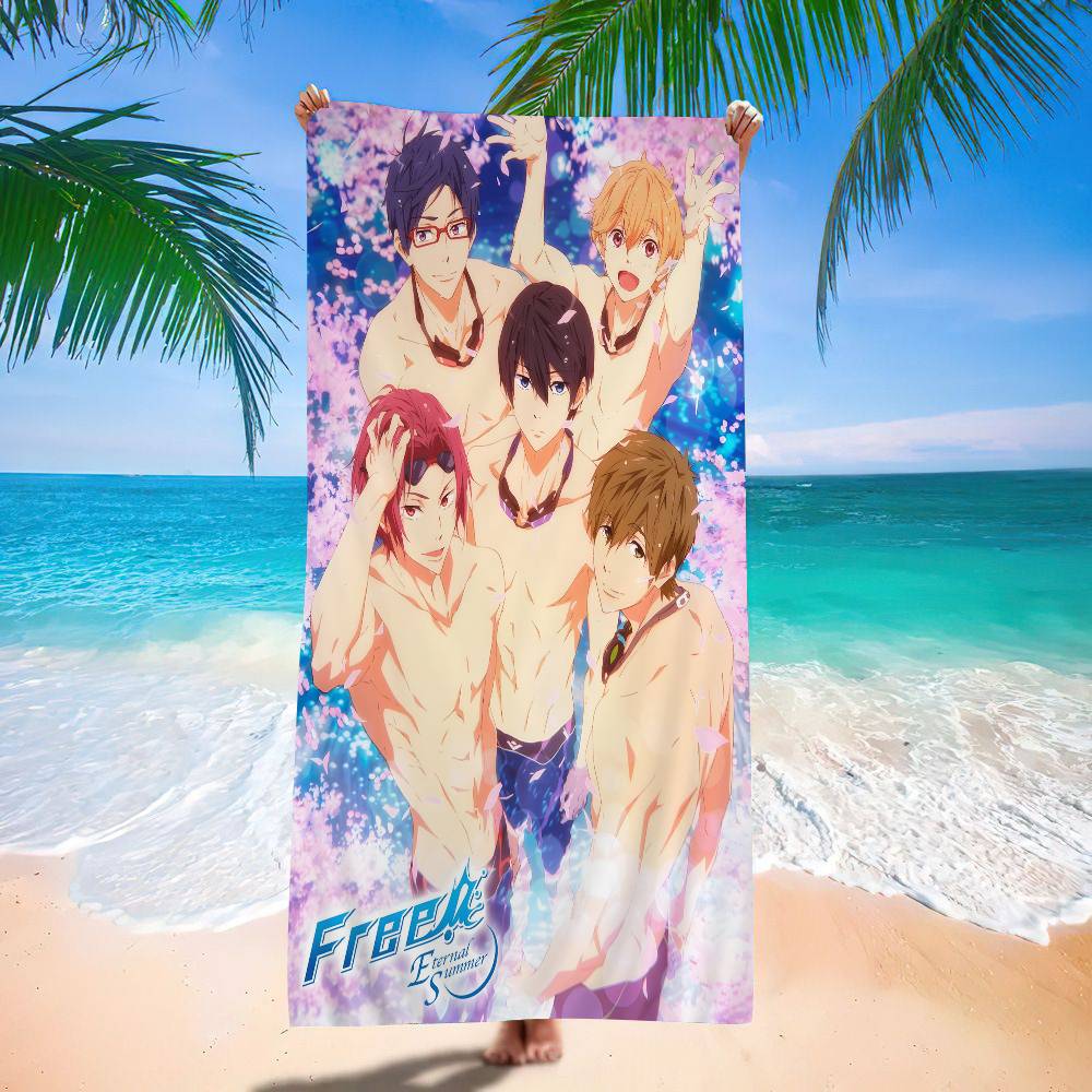Anime Free Iwatobi Swim Club Big Microfiber Beach Towels Quick Dry Towel Sand Beach Towels Pool Towel for Travel Swim Pool Yoga