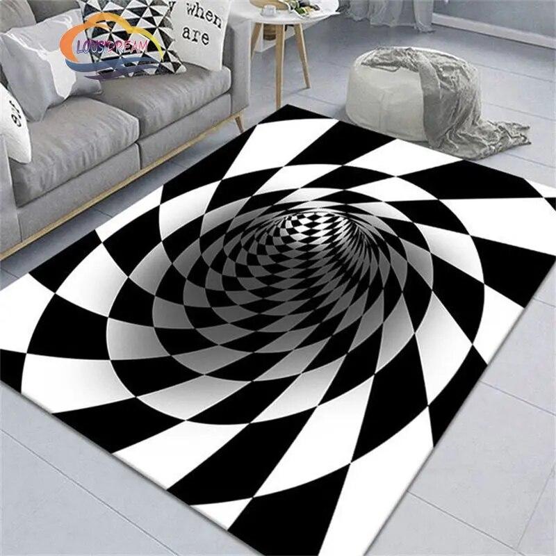 Geometry Carpet Living Room Sofa 3D Visual Vortex Bedroom Large Area Creative Floor Mat
