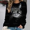 Женские футболки с длинными рукавами с милым принтом кота, повседневная одежда из хлопка на каждый день для женщин, модные свободные уличные свитера