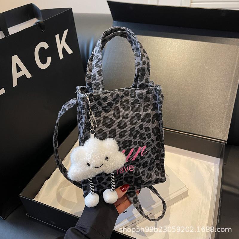 Simple letter printed denim bag Adjustable messenger bag bag Portable mobile phone bag Fashion parent-child bag Spring and summer new models