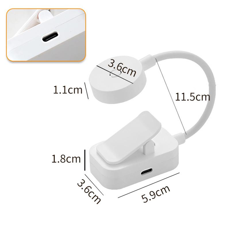 Складная мини-книга-лампа с клипсой, перезаряжаемая от USB, светодиодный ночник, 3 режима, защита глаз, плавная регулировка яркости, гибкая, для чтения в спальне