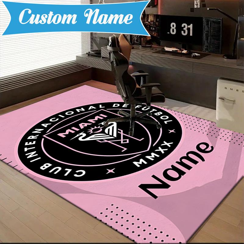 Custom Name International Miami Football Club Rug Game Carpet, Floor Mat for Bedroom Living Room Entryway Rug, Home Decor Gift for Christmas birthday
