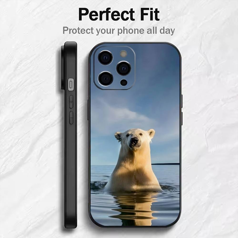 Polar Bear Master of the Arctic Phone Case For iPhone17,16,15,14,13,12 Plus,Max Soft Silicone Black Cover