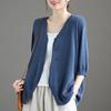 Ice Silk Mid Sleeve Knit Cardigan Sun Protection Women Plus Size Loose Versatile Korean Slimming Air Conditioning Coat