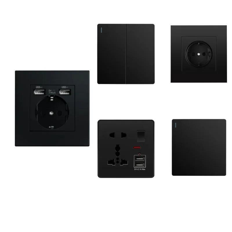 Depoguye Black Wall Power Button,International General Push Button Light Switch, Villa Hotel On Off Switch 220V 86mm*86mm