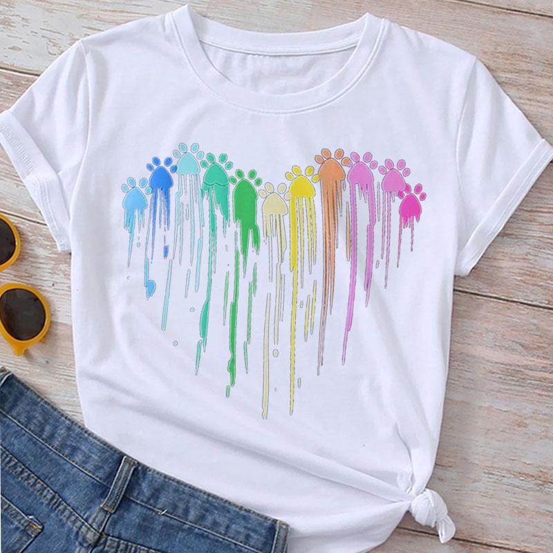 Love Heart Printed Fashion Women's T-shirt Short Sleeve Crewneck Tops Ladies Graphic Tee Shirts Female Streetwear Clothing