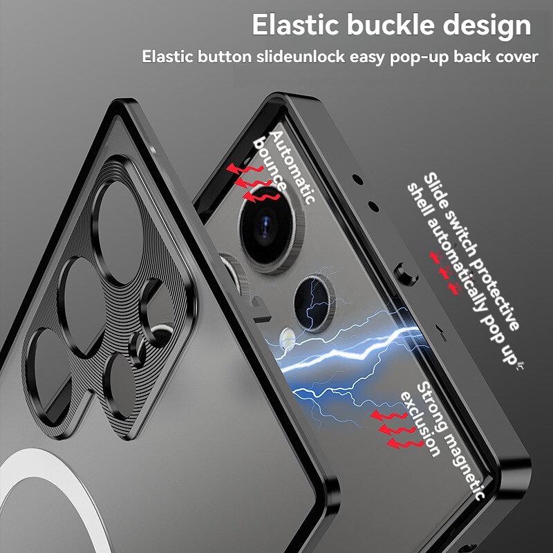 Магнитный чехол для Samsung Galaxy S25 Ultra S24 S23 Plus S25+ S24+ Magsafe Металлическая пружина Алюминиевый сплав Защита объектива Матовая задняя панель Бамперы для телефона