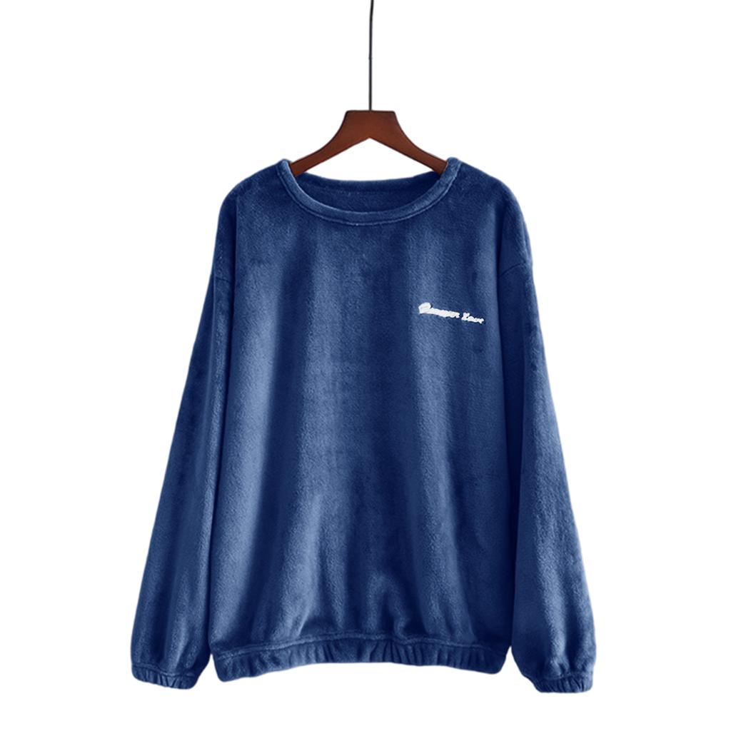 Women's Fashion Fleece Line And Thickened Pullover Long Sleeve Pajamas