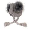 New Autumn Winter Baby Beanie 22 CM Real Fur Pompoms Warm Sleep Wool Cap Kids Clothing Accessories H