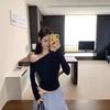 Women's Unique One-Shoulder Slanted Top - Long Sleeve Slim Fit Shirt for Spring/Autumn 2025