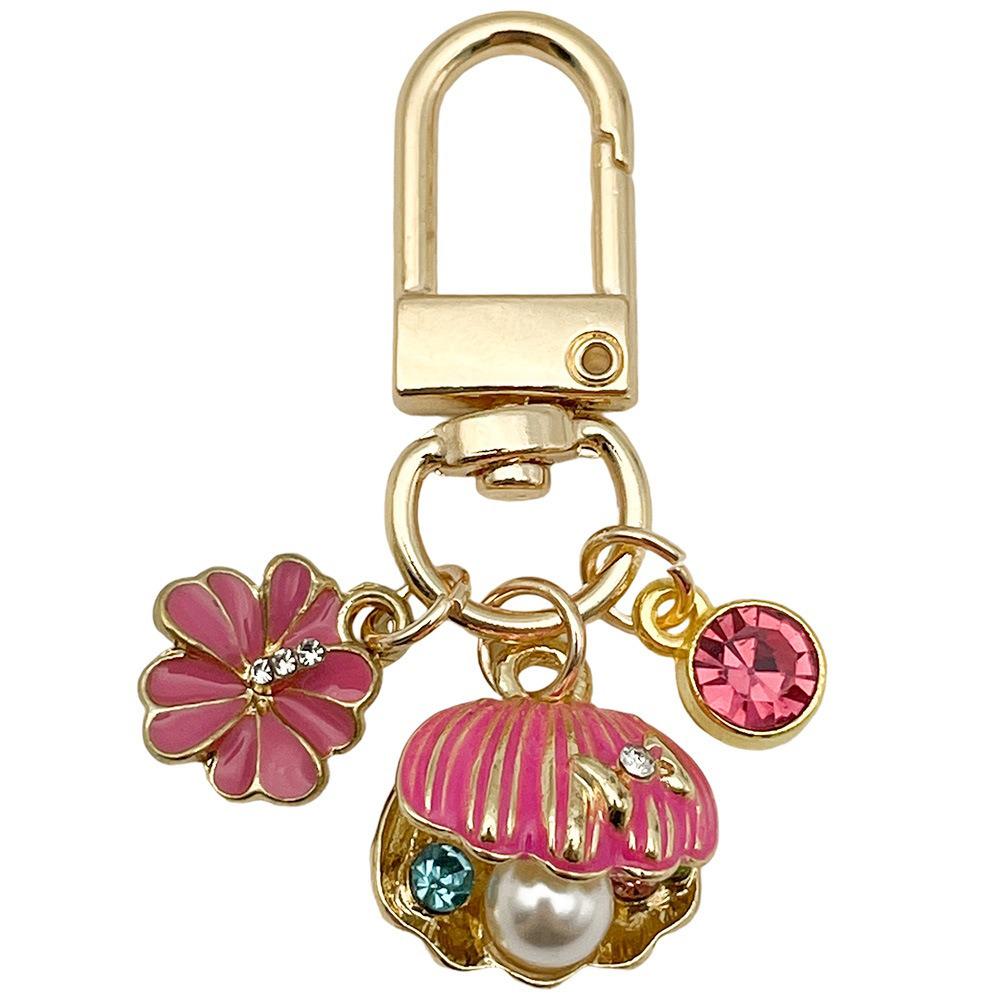 Creative Alloy Seashell and Pearl Keychain Pendant