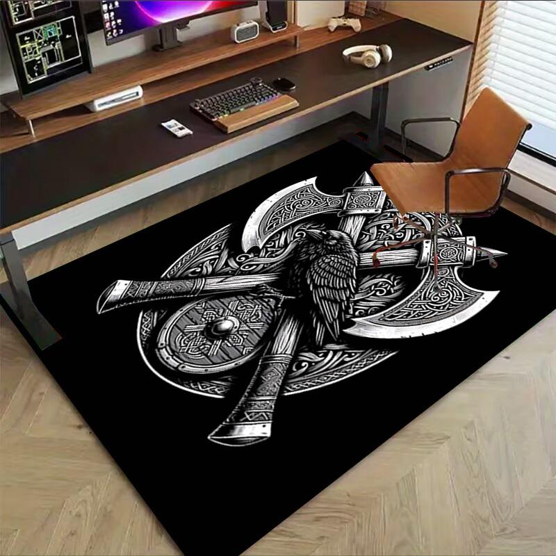 1PC Viking Raven Non-Slip Floor carpet, suitable for Office, bedroomand playrooms. It can also be used as a sofa footrest cover-T106
