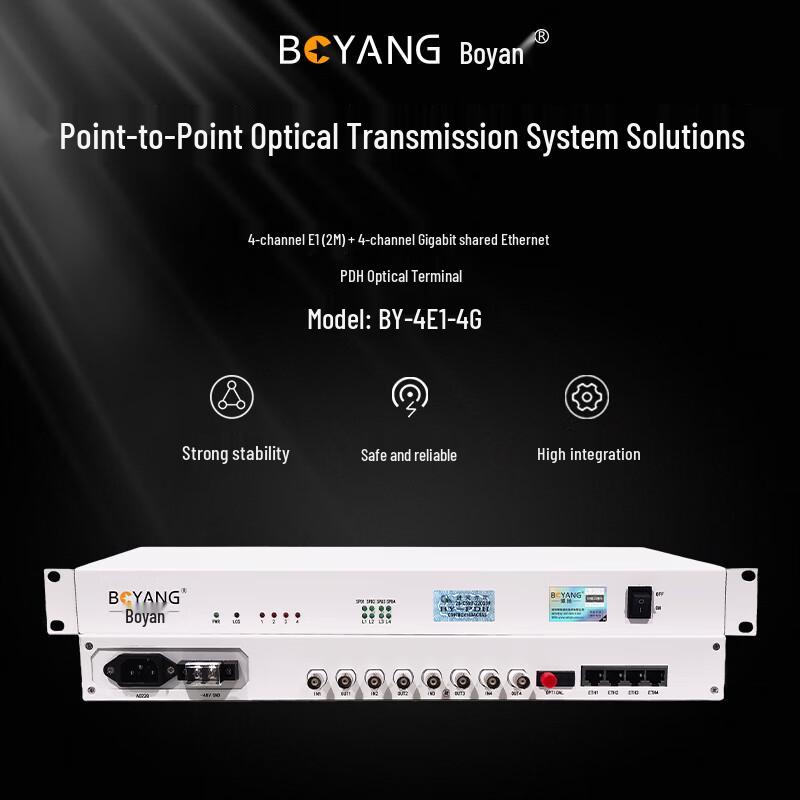 BOYANG 4E1 4-Port 2M + 4-Port Gigabit Ethernet PDH Optical Transceiver
