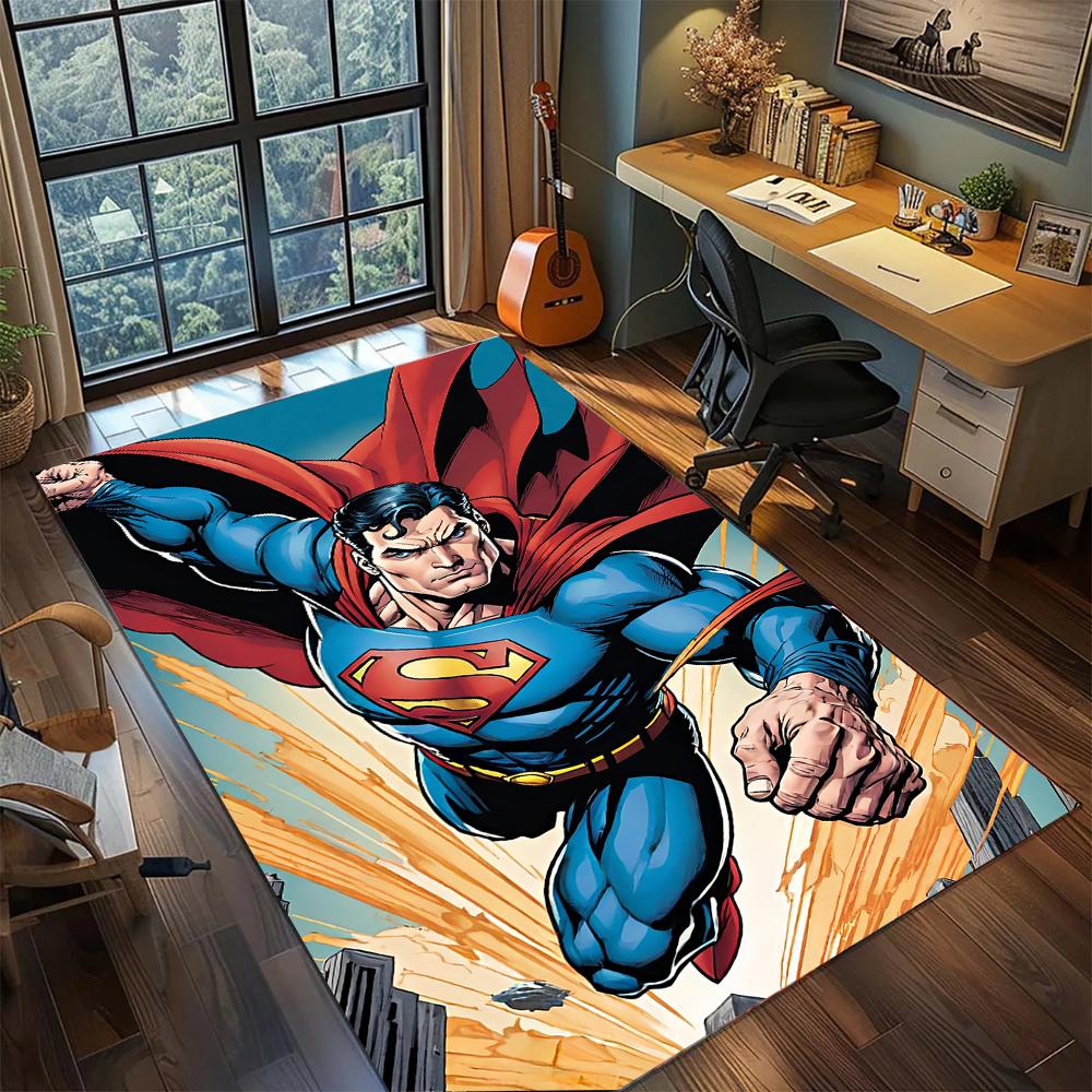 Superman: Man of Steel Hero Rug Carpet Large Area Rug Non Slip Washable Floor Mat Gamer Room Bedroom Home Decor
