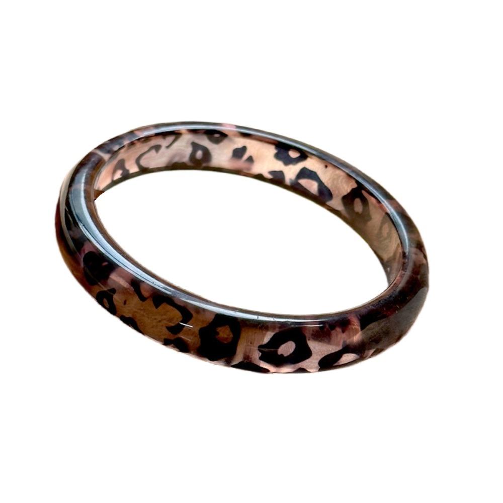 Круглые браслеты из смолы, гладкие женские кольца на руку, модные браслеты с леопардовым принтом для женщин