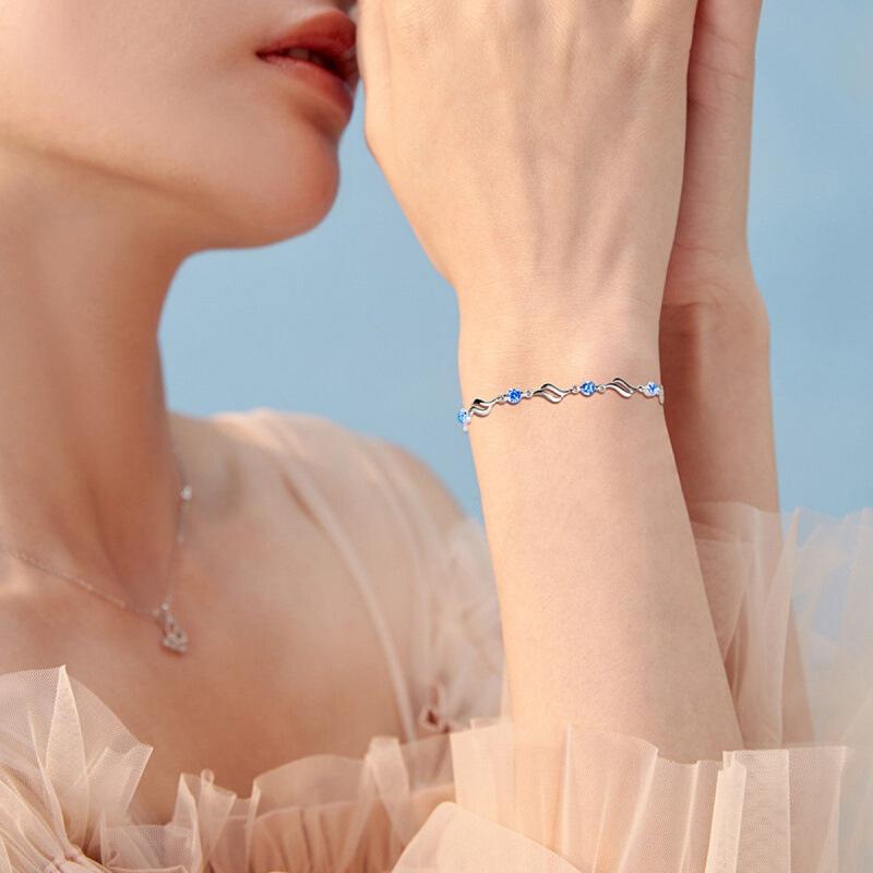 Простой кристальный браслет «Любовь» с бриллиантами, женский нишевый дизайн, «Сердце океана», персонализированное милое украшение на руку