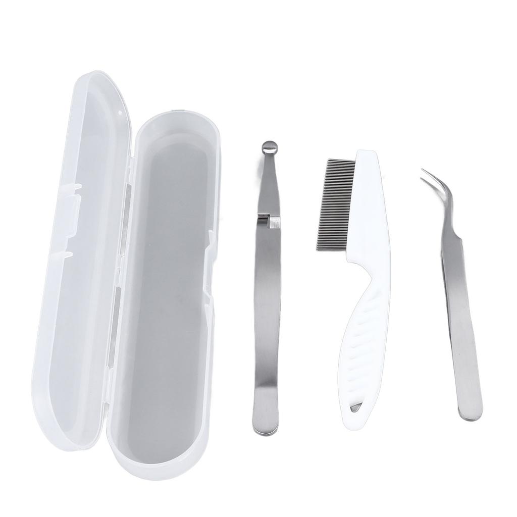 Pet Flea Remover Kit Durable Stainless Steel Flea Tweezers Comb Clips Set Easy Operation Removal Tool for Dogs Cats