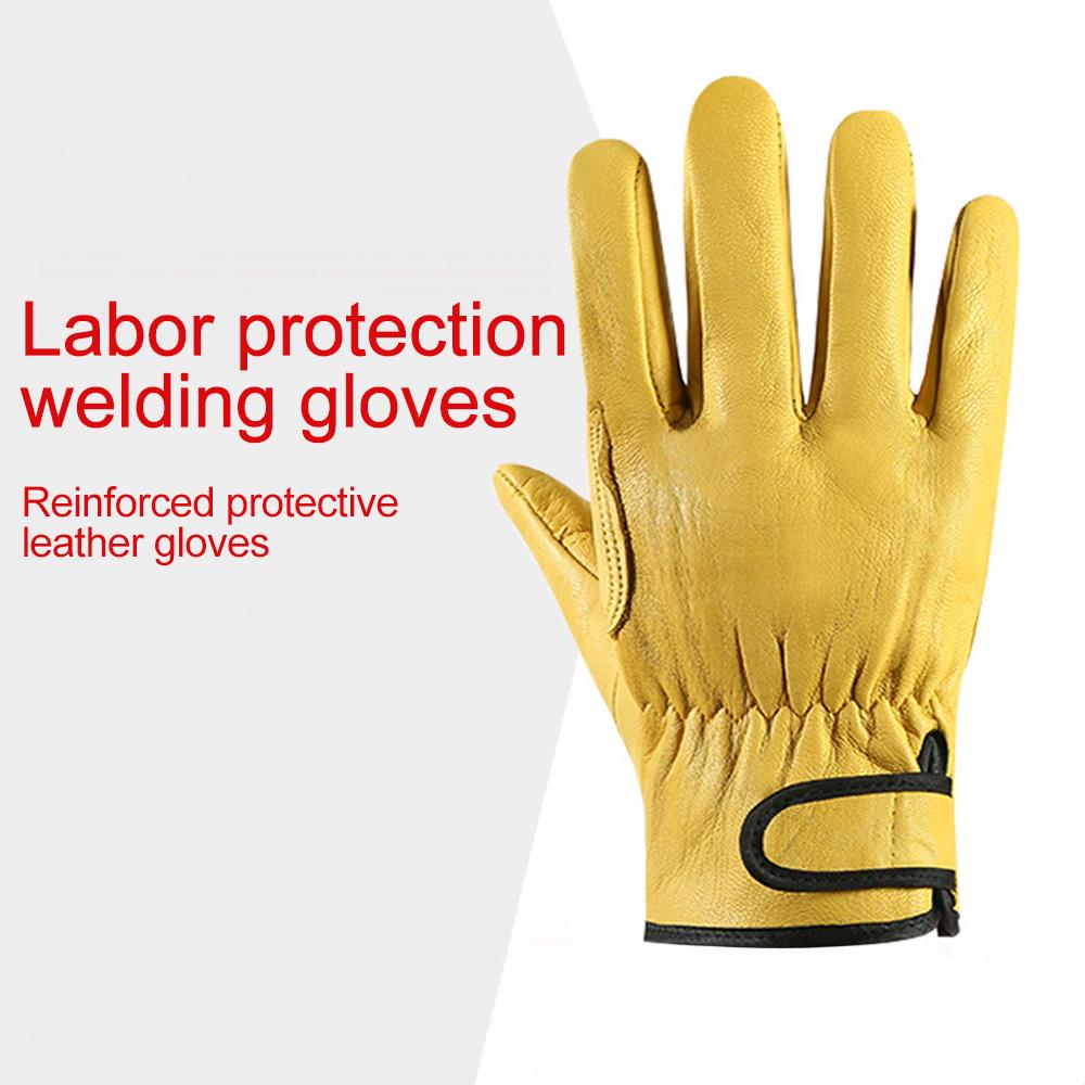 Sheepskin Leather Work Gloves Worker Labor Protection Gloves Welding Safety Protection Garden Carpentry Wear-resistant Gloves