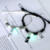 1 Pair Friendship Bracelets Eye-catching Luminous Fine Workmanship Geometric Pendant Decorate Jewelry Adjustable Couple Lover Bracelets for Friends