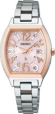 [Часы Seiko] LUKIA Стандартная коллекция Форма бочонок Солнечные радиоуправляемые часы SSVW214 Женские Серебристый + Розовое золото