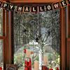 Draped Tassel Curtain Halloween Spooky Window Valance, Skull And Bat Pattern Sheer Lace Curtain, Lightweight Valance Light Filtering Gothic for Living