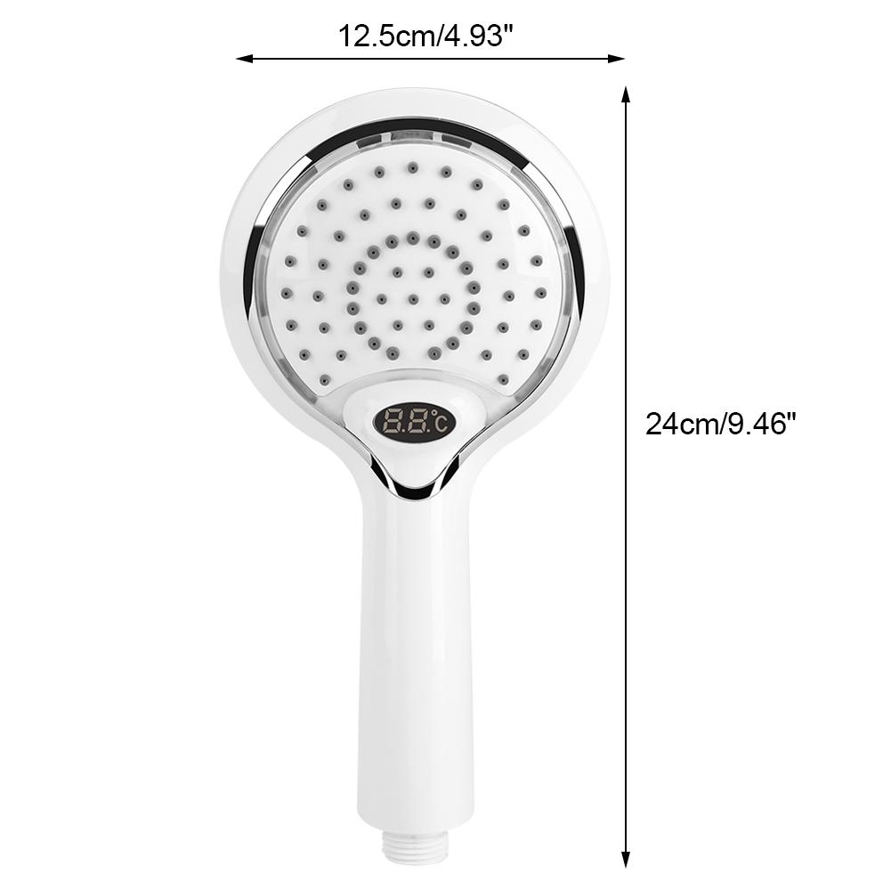Handheld Bathroom Shower Spray Head Digital Temperature Display 3 Colors LED