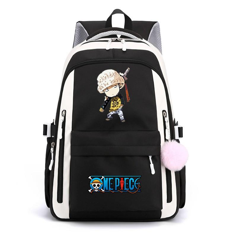 One Piece Anime Super Novice Luffy Printed Canvas School Backpack Teens High Capacity Travel Bag