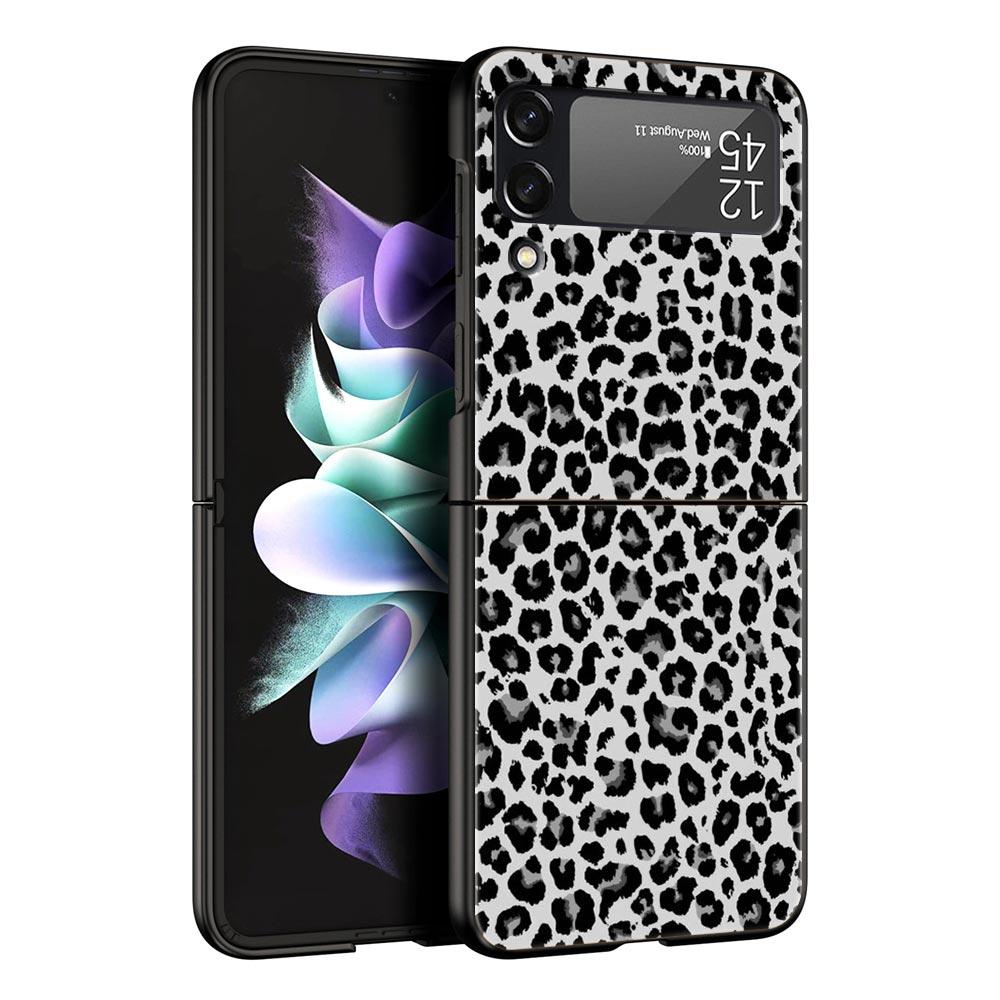 Чехол для телефона Samsung Galaxy Z Flip 3 4 5 6 Складной Черный Корпус Для Samsung Z Flip4 Flip5 ПК Жесткая Крышка Леопардовый Принт Гепарда