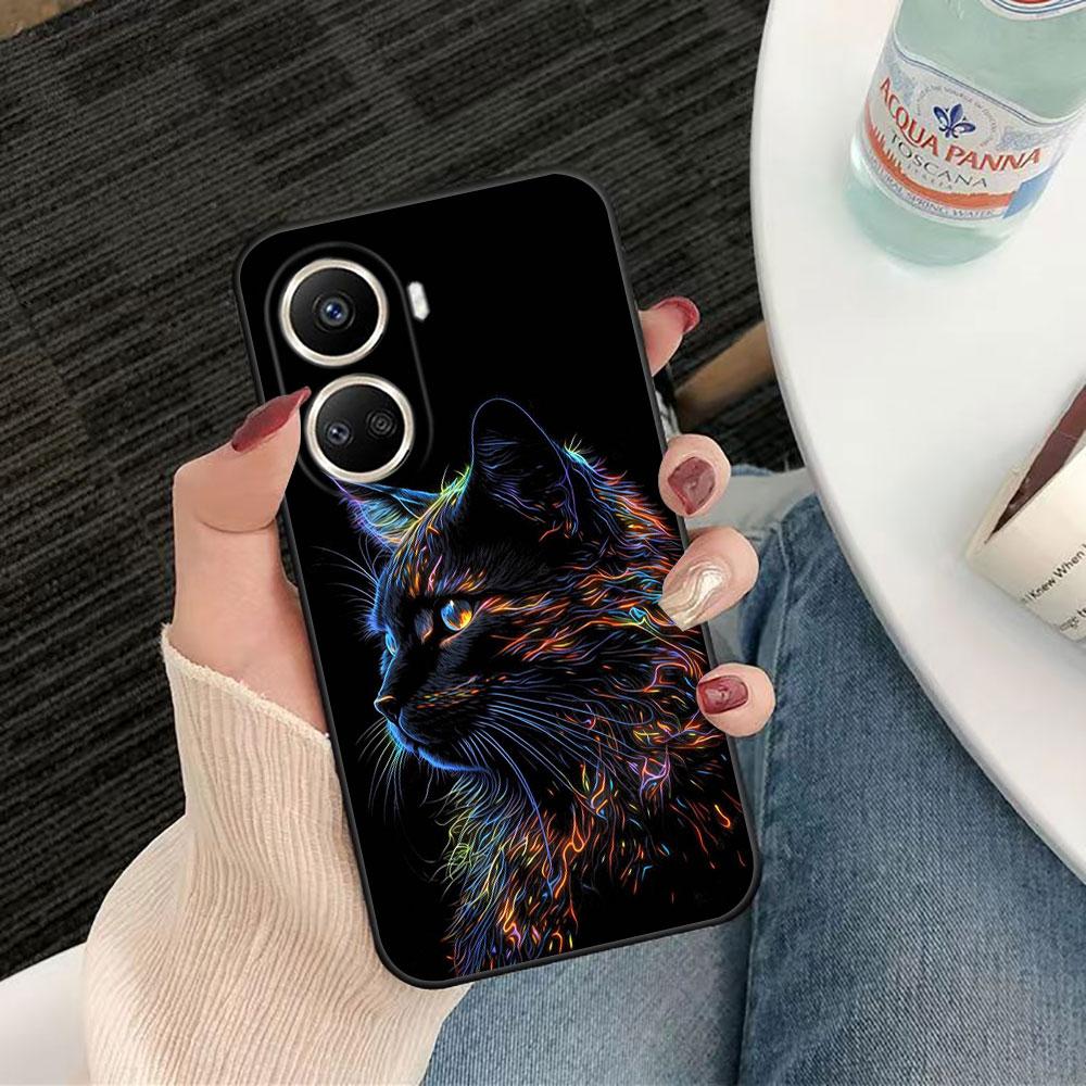 Черный кот со смотрящим глазом Чехол для телефона для HUAWEI NOVA Y70 3I 7I 8I 9SE P30 Y9 HONOR 8X 9X 20 90 X5 X6B X7A X7B X8B X9 X9B X9A Чехол
