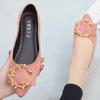 Новинка 2024 года, весенне-осенняя повседневная модная удобная нескользящая износостойкая простая металлическая декоративная женская обувь с острым носком