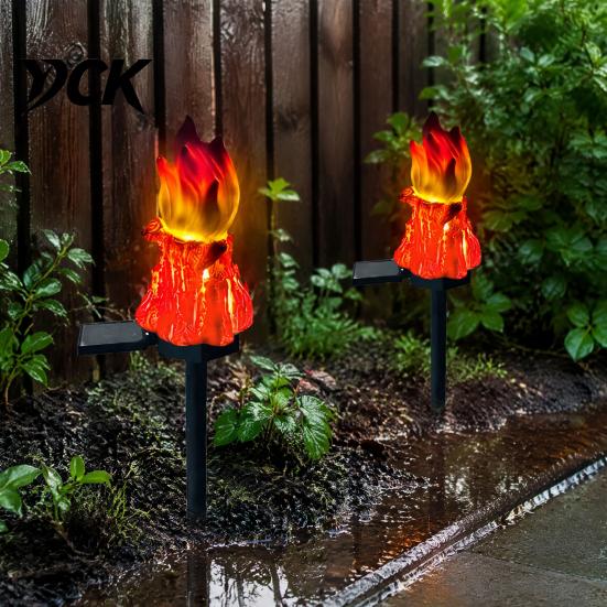 Eco Friendly Solar Powered Lamps Flame Garden Light, Waterproof LED Torch Light with Stake, Rustic Outdoor Decorative Stakes Bonfire for Walkway