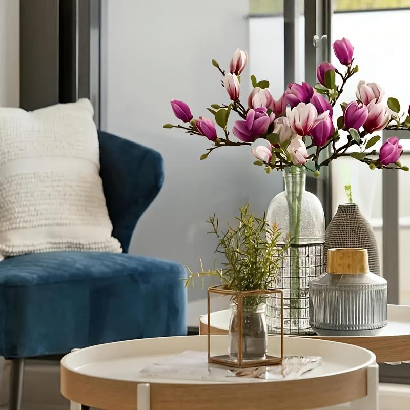 Роскошный набор «Нефритовый орхидей» из 6 штук - Реалистичные лепестки и листья, Декоративное украшение для приставного столика в гостиной, Подходит для дома, офиса, 3 фиолетовых 3 розовых