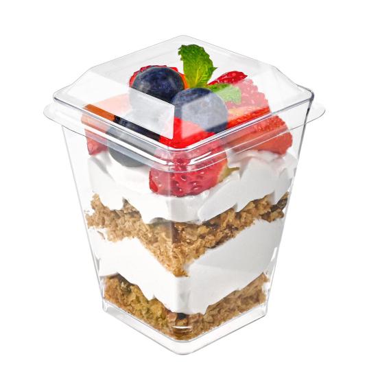10Pcs Reusable Dessert Cups with Lids Clear Plastic Mousse Cups for Pudding Cheesecake Stackable Dessert Bowls for Parties Events