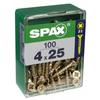 Винт - SPAX - Потайная головка - Сталь - Диам.. 4 мм - Длинный. 25 мм - Упаковка 100 шт.